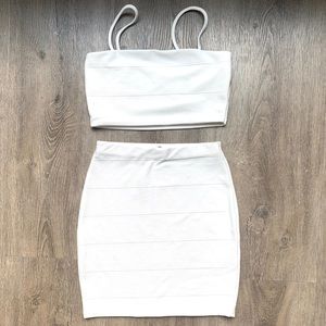 Missguided White Two Piece Top Skirt Set Sz 2 XS